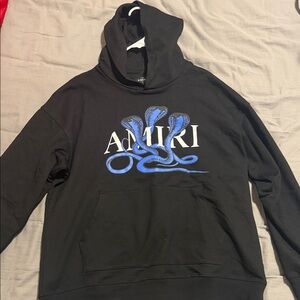 AMIRI Black Sweater with Blue Snake Design